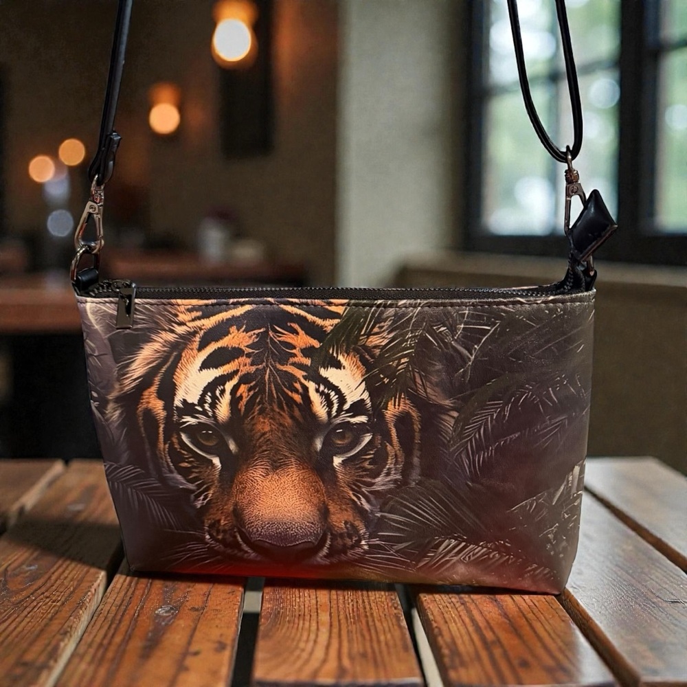 Tiger Hand Painted Crossbody Bag - Picture 4 of 9